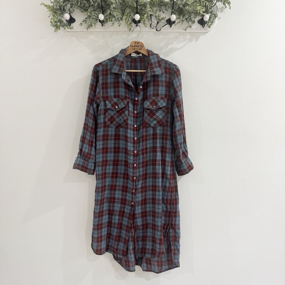 Natural Life Cooper Flannel Button Down Dress XS VV9017